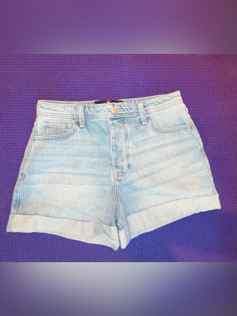Hollister: Light Blue Denim, High-Rise, Button Fly - Women's Shorts
